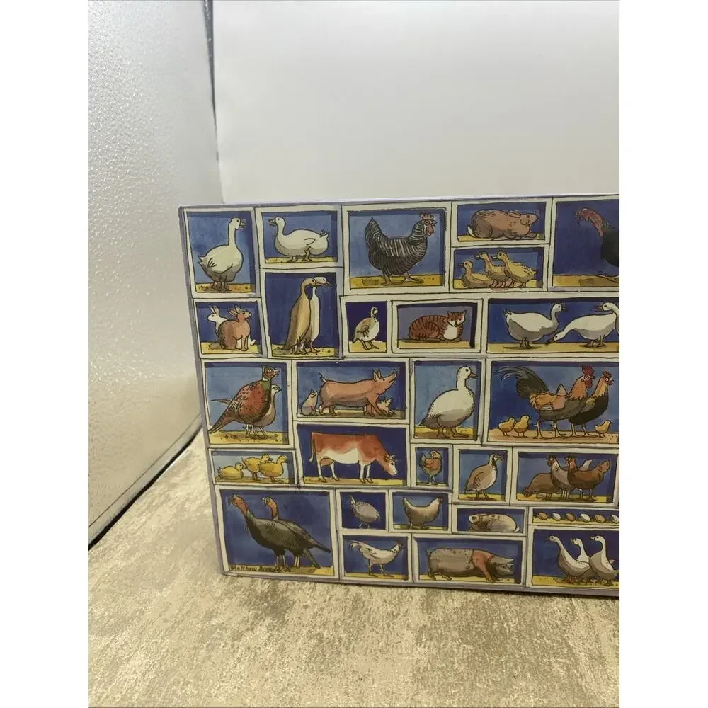 Cardboard Recipe Box With Farm Animal Theme 11.25”X 7.5”X 2.25”